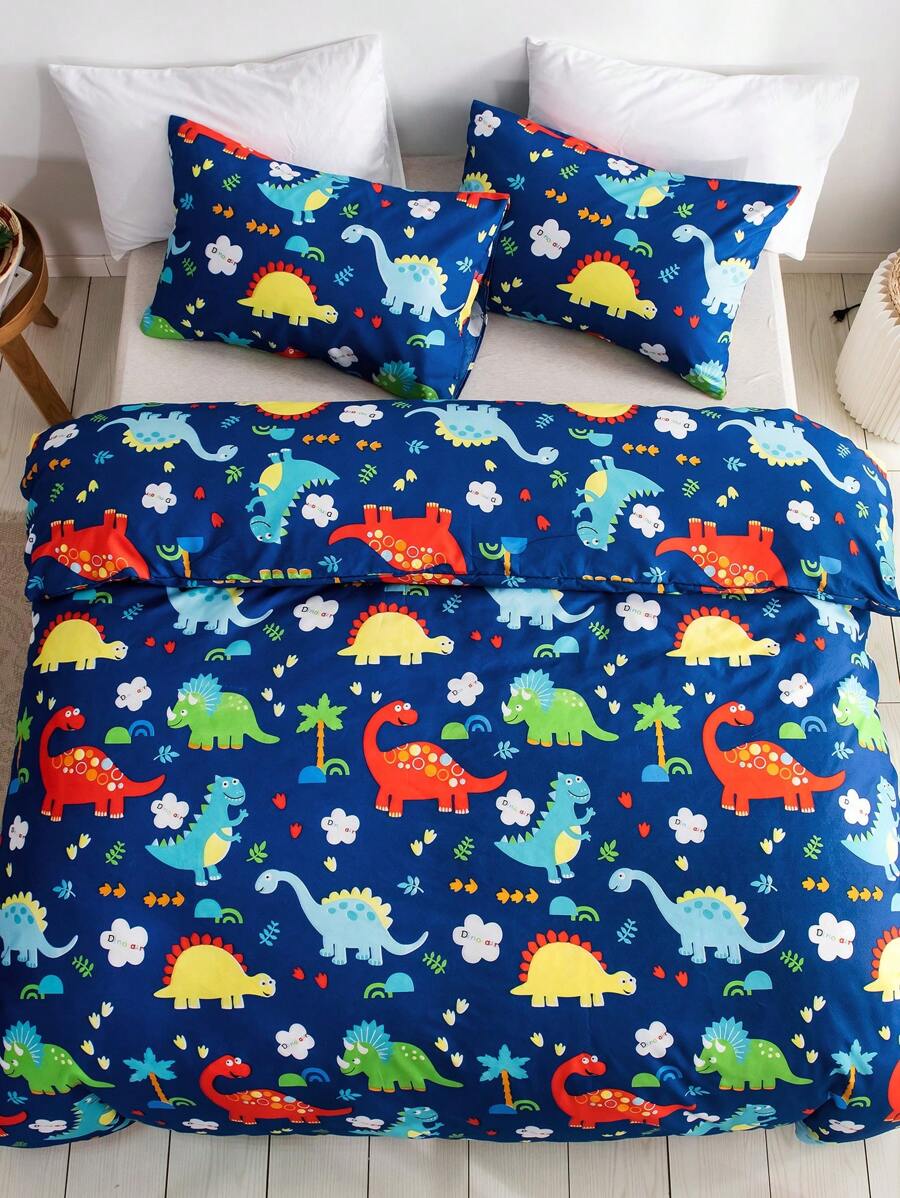 Set od 3 kom. dečije posteljine sa šarenim printom dinosaurusa