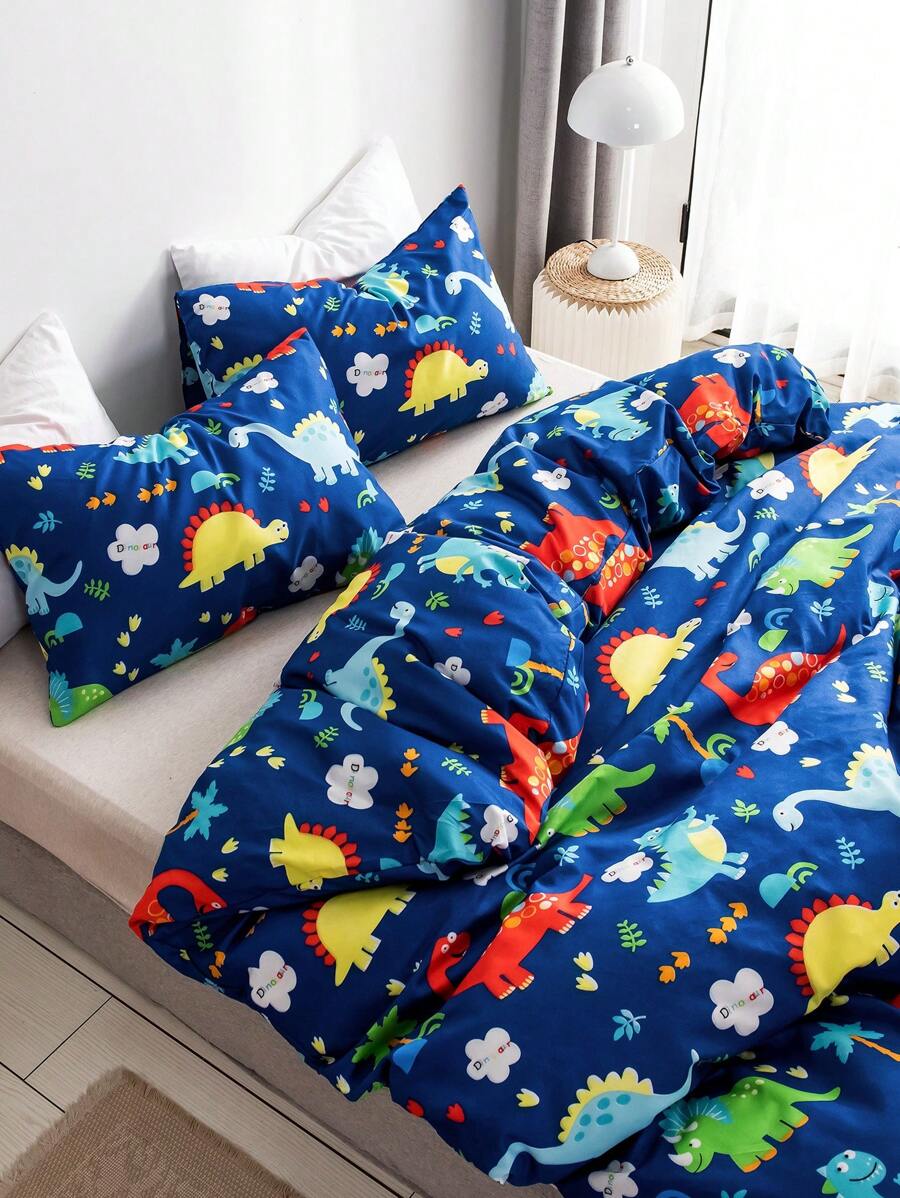 Set od 3 kom. dečije posteljine sa šarenim printom dinosaurusa