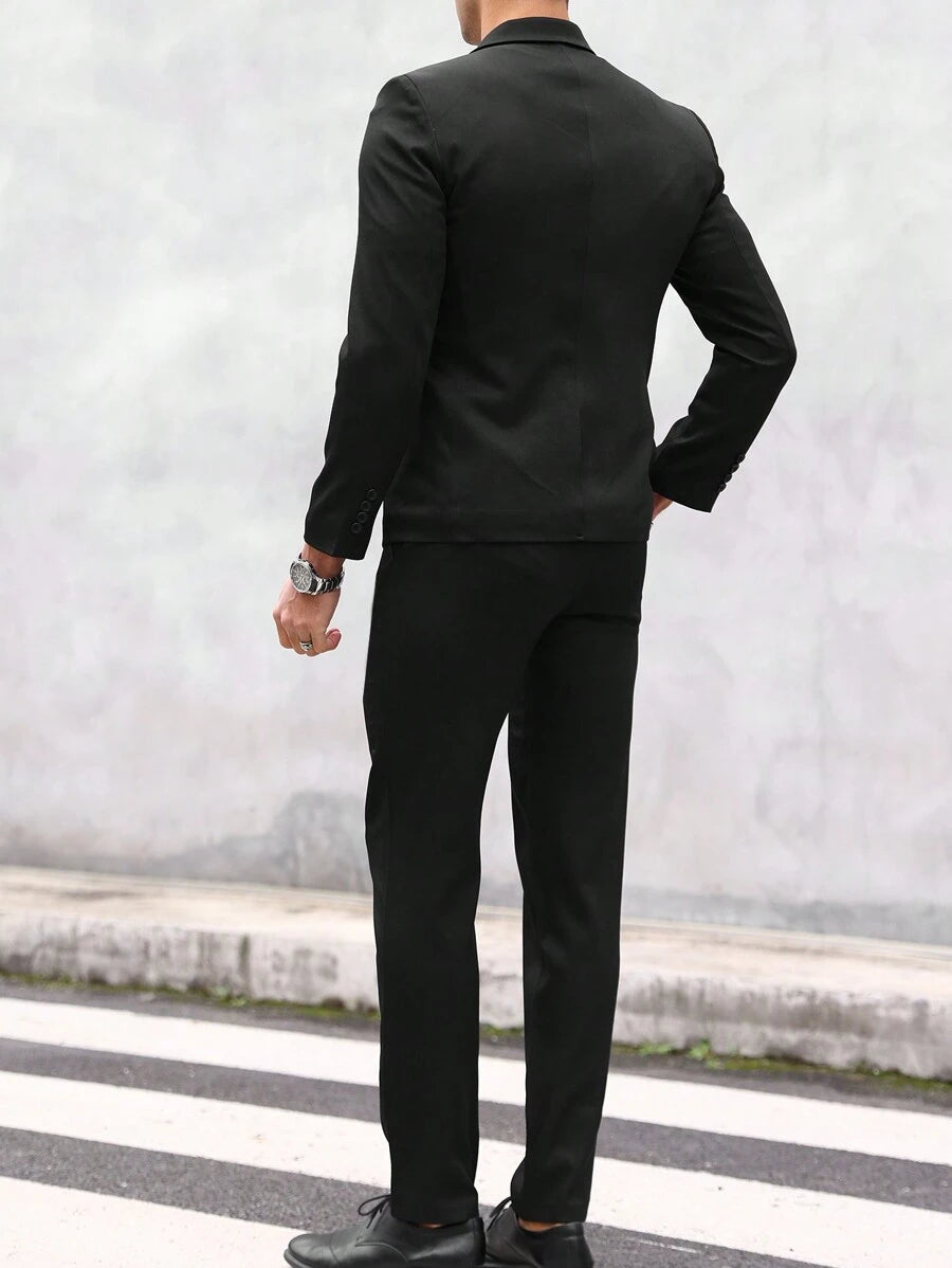 Muški set od sakoa i pantalona, slim fit, klasičan luksuzni stil, formalni, Old Money