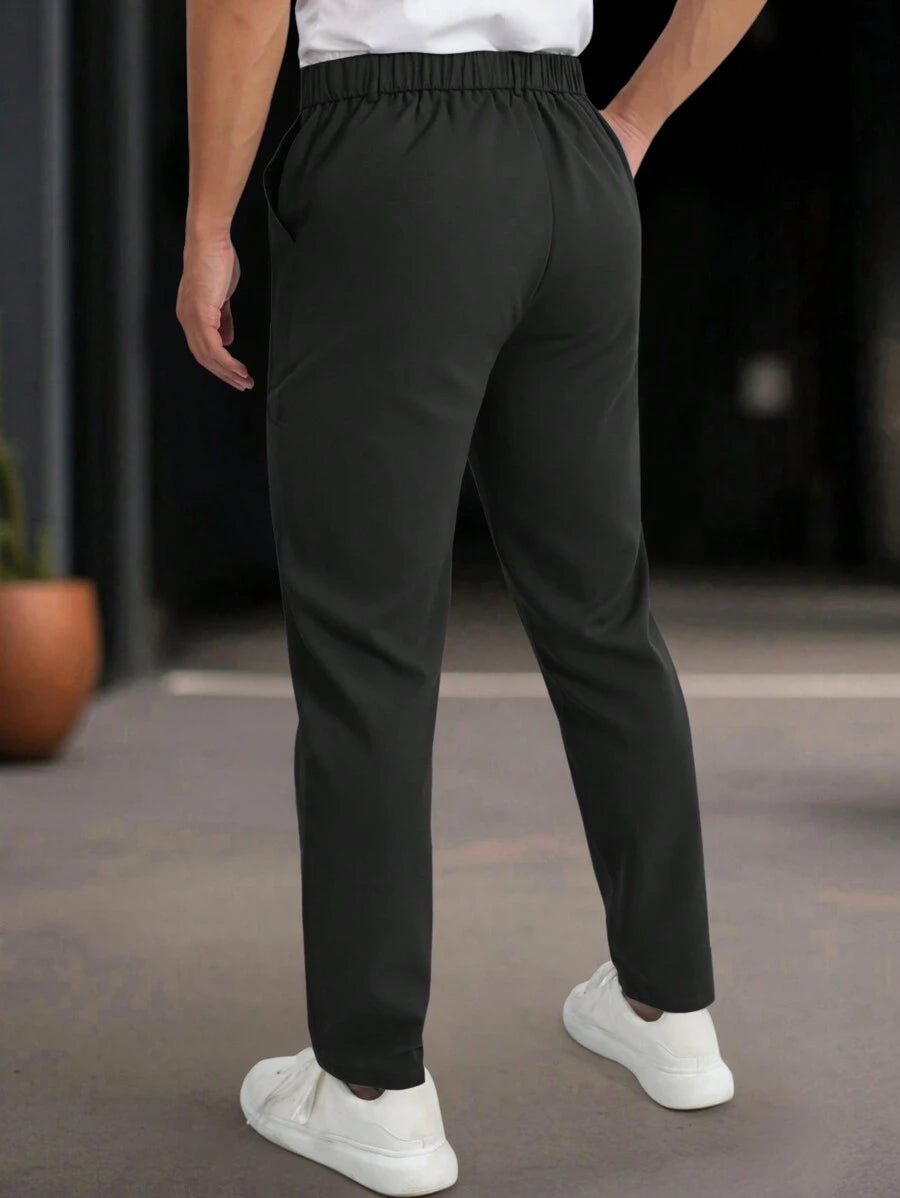 Muške ležerne pantalone za odelo jednobojne sa džepovima, formalne