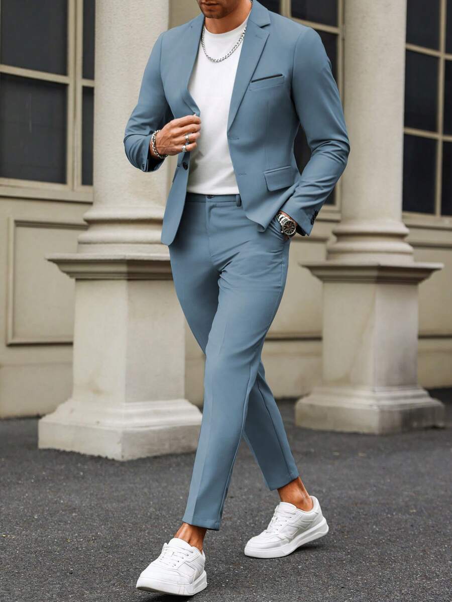 Muški formalni komolet od dva dela sa sako i pantalonama u jednoj boji, slim fit