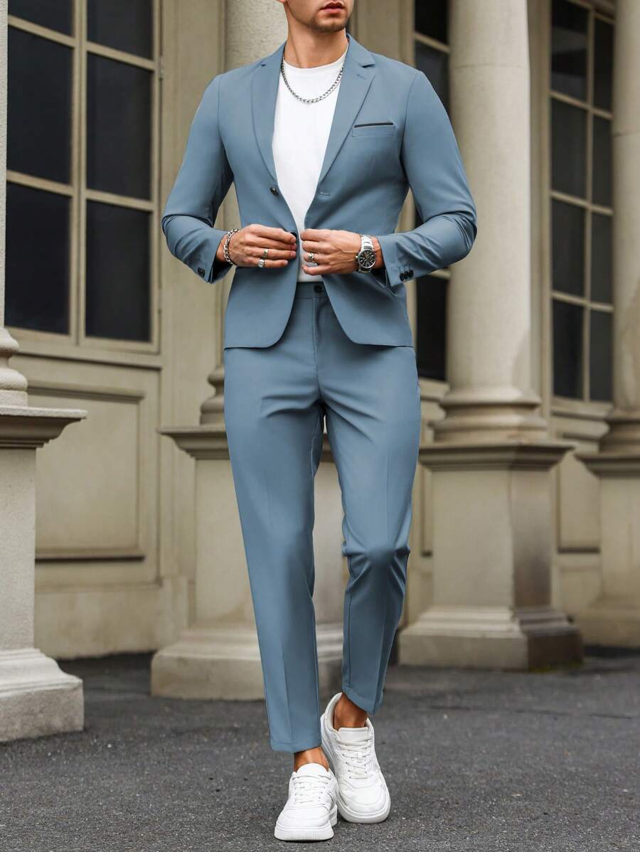 Muški formalni komolet od dva dela sa sako i pantalonama u jednoj boji, slim fit