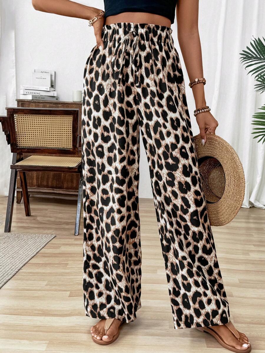 Ženske pantalone sa leopard printom, jesenja tkanina za žene