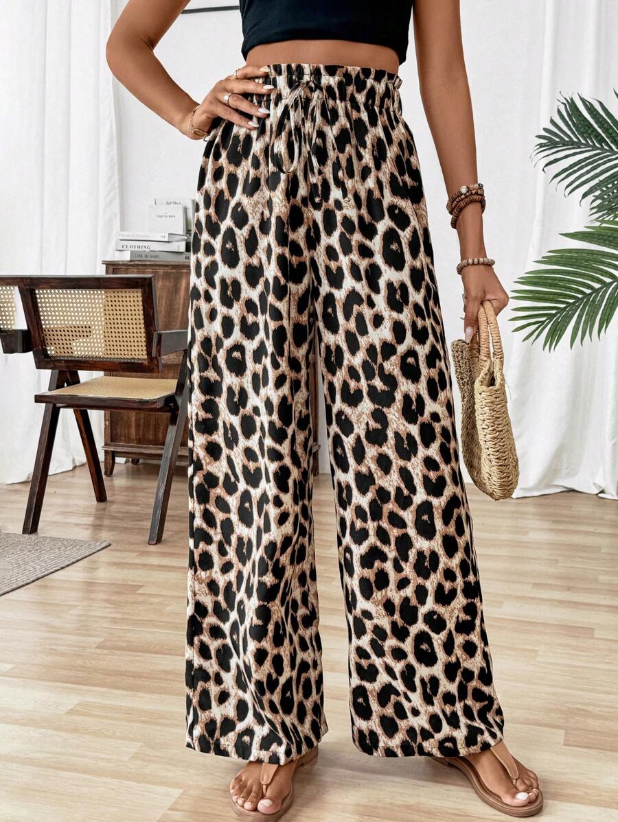 Ženske pantalone sa leopard printom, jesenja tkanina za žene