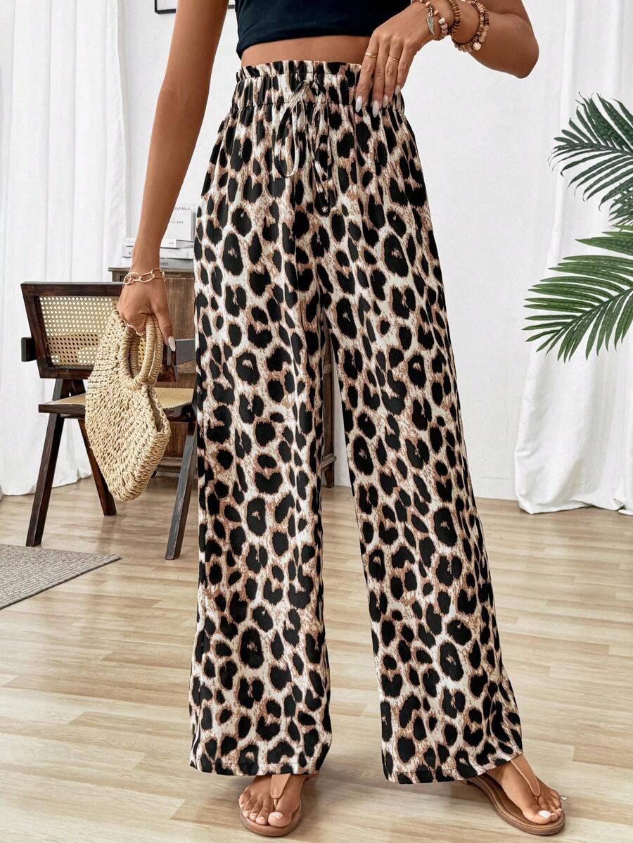 Ženske pantalone sa leopard printom, jesenja tkanina za žene