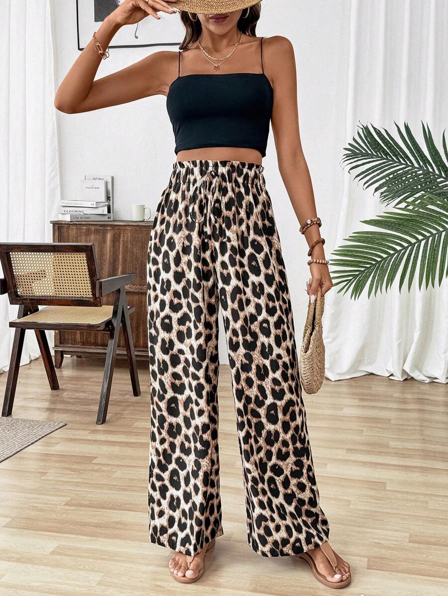 Ženske pantalone sa leopard printom, jesenja tkanina za žene
