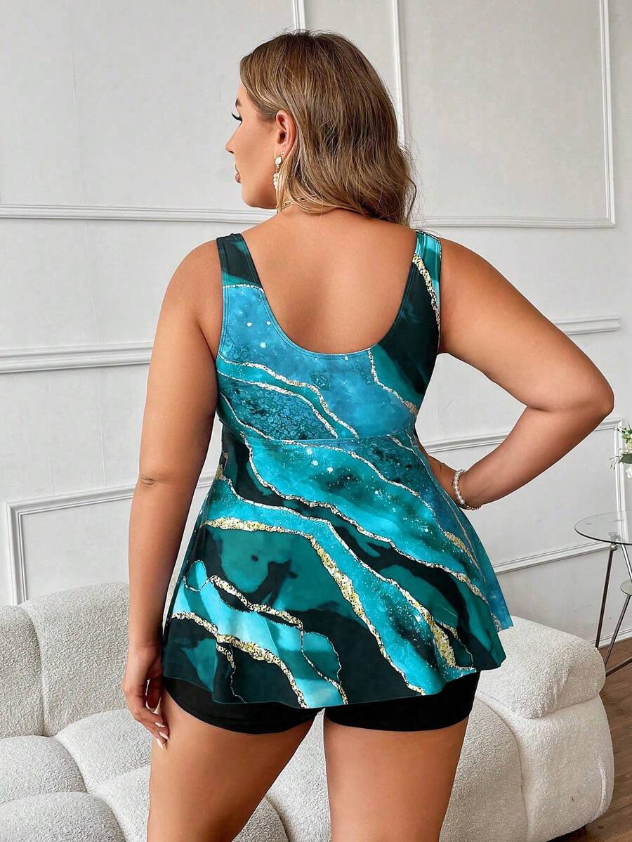 Plus size tankini top sa nabranim strukom na vezivanje