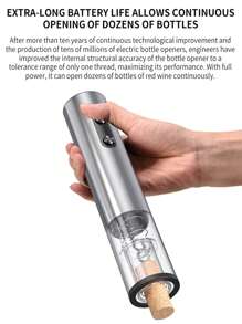 CLITON Electric Wine Bottle Opener, Battery Powered Automatic Bottle Opener, Gift For Wine Lovers, Suitable For Both Men And Women (Black)