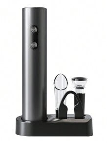 CLITON 5-In-1 Electric Wine Opener Gift Set, Includes Electric Wine Opener, Battery-Operated Corkscrew, Foil Cutter, Pourer, Stopper And Wine Holder Base, Ideal Wine Gift For Birthday, Wedding And Other Occasions