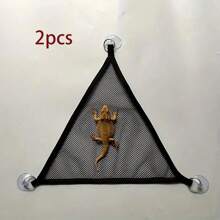 Triangle Pet Hammock, Foldable Net Bearded Dragon Hammock With Suction Cups, Soft Breathable Washable Hanging Bed For Small And Large Lizards, Chameleons, Or Reptiles