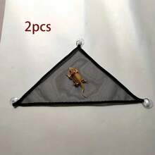 Triangle Pet Hammock, Foldable Net Bearded Dragon Hammock With Suction Cups, Soft Breathable Washable Hanging Bed For Small And Large Lizards, Chameleons, Or Reptiles