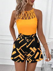 Clasi  Geometrijski Cami Top i Šorts Set
