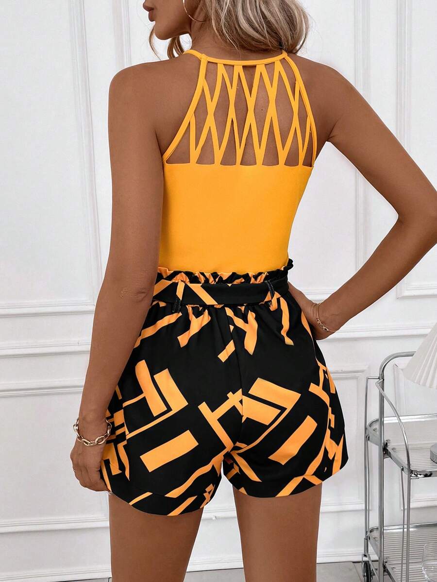 Clasi  Geometrijski Cami Top i Šorts Set