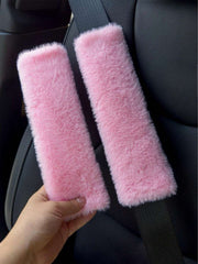 2pcs/1PC Shoulder Protection Cover For Car Seat Belts, Winter Plush Anti Pinch Marks, Cross Bag With Shoulder Protection Cover, Backpack Cover, Universal, Pink Car Stuff