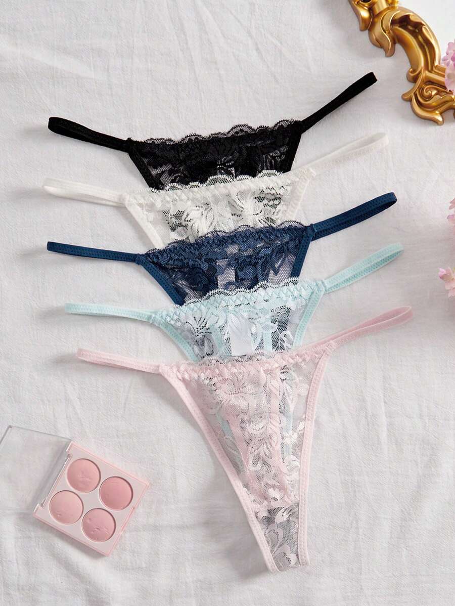 5 kom/pakovanje seksi ženske gaćice G-string od čipke, prozračne i udobne