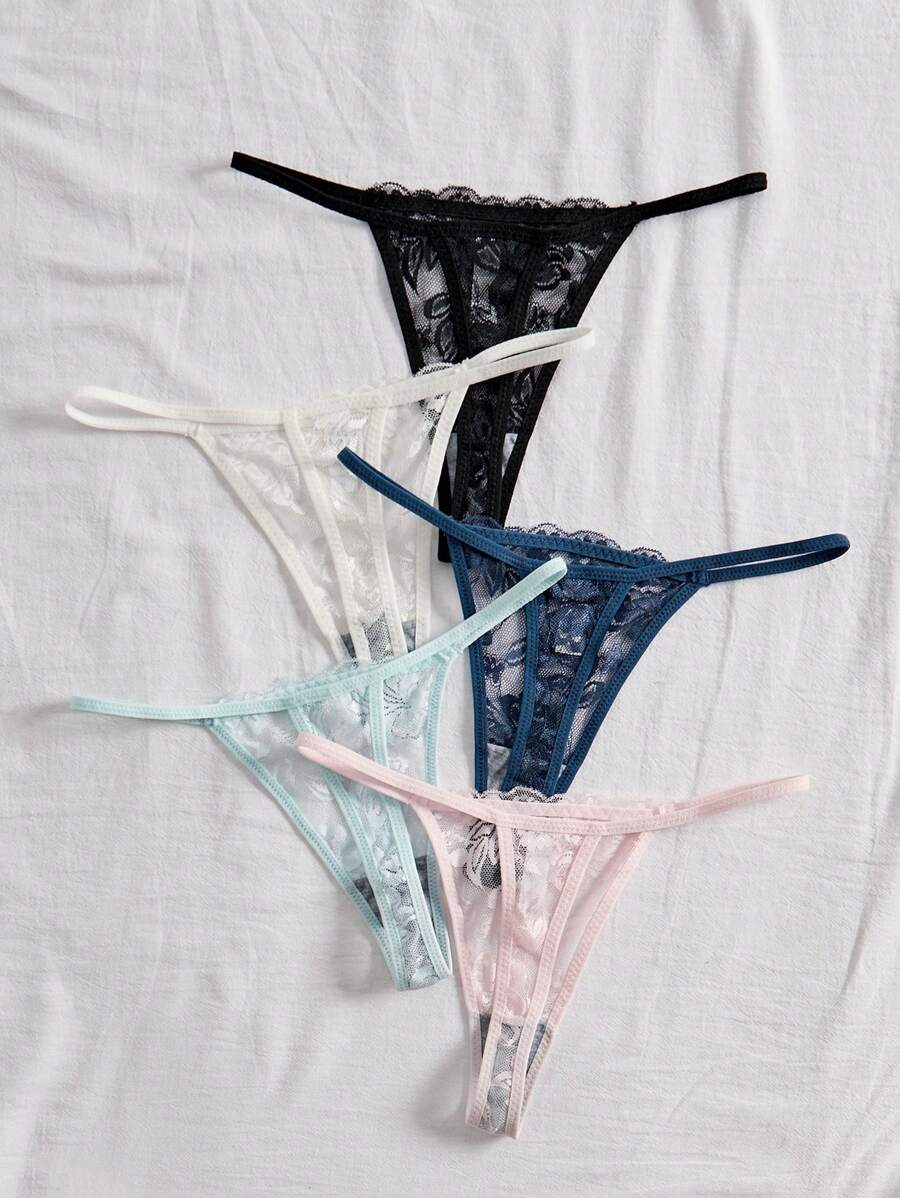 5 kom/pakovanje seksi ženske gaćice G-string od čipke, prozračne i udobne