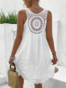 Breezaya Lace Splice Sleeveless Dress Vacation Beach Outfits Women