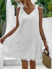 Breezaya Lace Splice Sleeveless Dress Vacation Beach Outfits Women