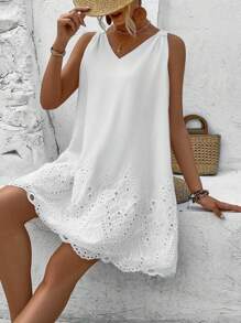 Breezaya Lace Splice Sleeveless Dress Vacation Beach Outfits Women