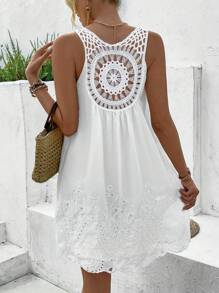 Breezaya Lace Splice Sleeveless Dress Vacation Beach Outfits Women