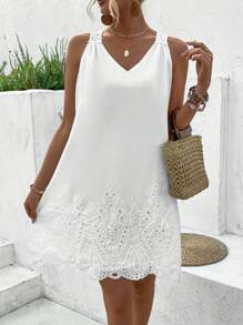 Breezaya Lace Splice Sleeveless Dress Vacation Beach Outfits Women