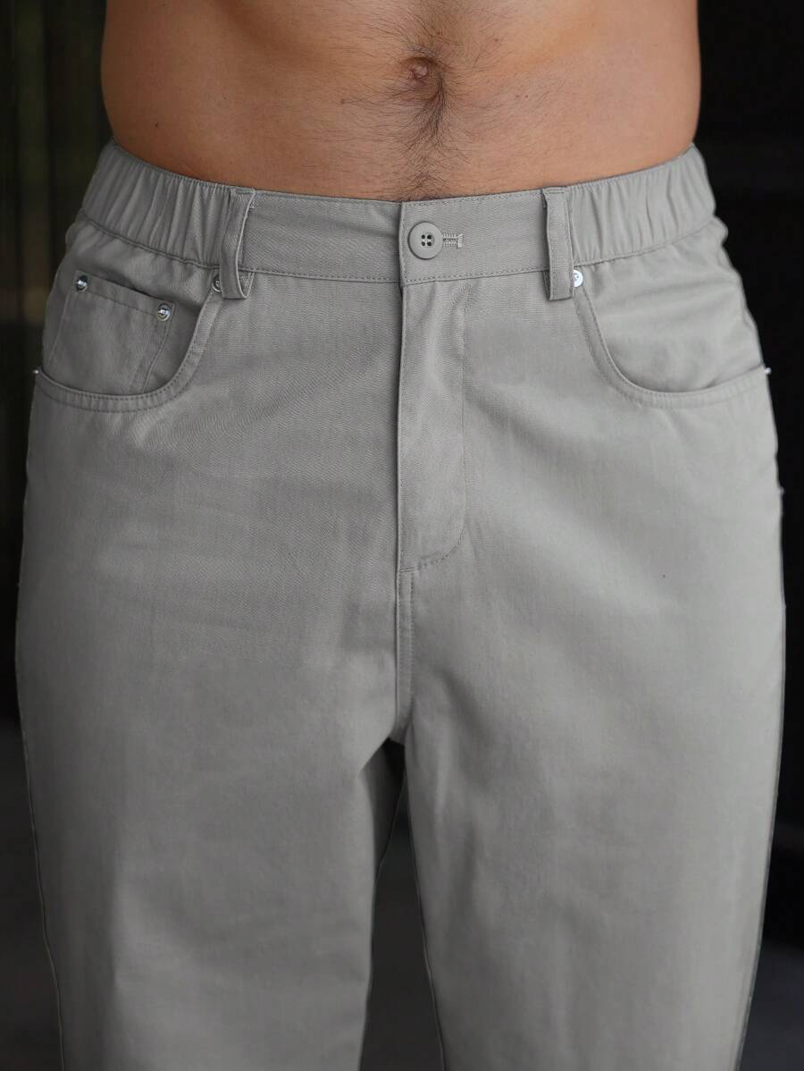 Muške ležerne pantalone za posao jednobojne sa kosim džepovima