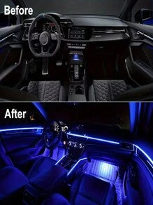 196 Inch Car Interior LED Light Strip USB Powered RGB Ambient Light Set, With APP Control Fiber Optic And Music Sync Rhythm, Suitable For Car Doors, Console And Dashboard (Remote Control Not Included)