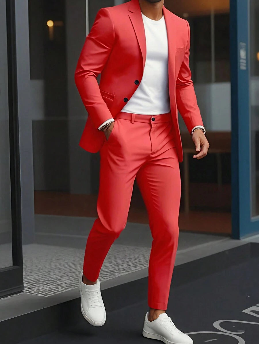 Muško odelo od 2 dela sa jednim dugmetom, slim fit, formalno