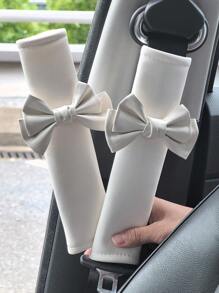 2pcs Car Seat Belt Leather Shoulder Protector Cute Bow Car Decoration Car Protection Cover,Car Women Accessories,Pink Car Stuff
