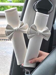 2pcs Car Seat Belt Leather Shoulder Protector Cute Bow Car Decoration Car Protection Cover,Car Women Accessories,Pink Car Stuff
