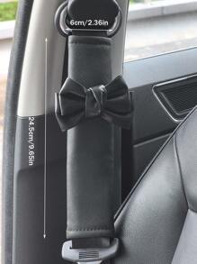 2pcs Car Seat Belt Leather Shoulder Protector Cute Bow Car Decoration Car Protection Cover,Car Women Accessories,Pink Car Stuff