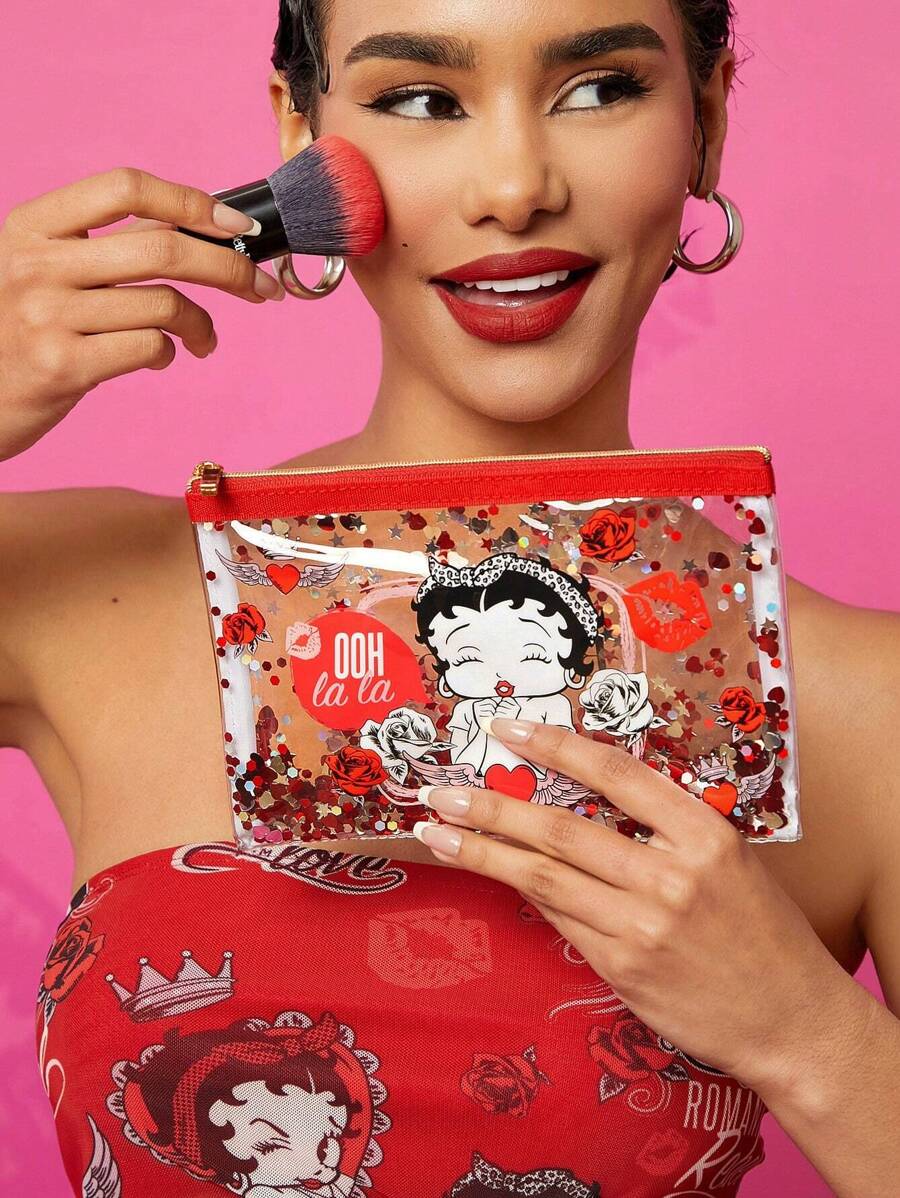Betty Boop 1 kom set lagane kozmetičke torbe od poliesterskih vlakana sa štampanim crtanim uzorkom