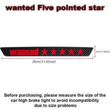 1pc "Wanted" Letter Decoration Sticker - Car Carbon Fiber High Mount Brake Light Sticker, Cartoon & Cute Projection Lamp Sticker, Translucent Decorative Sticker To Enhance Rear Car Appearance