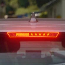 1pc "Wanted" Letter Decoration Sticker - Car Carbon Fiber High Mount Brake Light Sticker, Cartoon & Cute Projection Lamp Sticker, Translucent Decorative Sticker To Enhance Rear Car Appearance