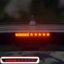 1pc "Wanted" Letter Decoration Sticker - Car Carbon Fiber High Mount Brake Light Sticker, Cartoon & Cute Projection Lamp Sticker, Translucent Decorative Sticker To Enhance Rear Car Appearance