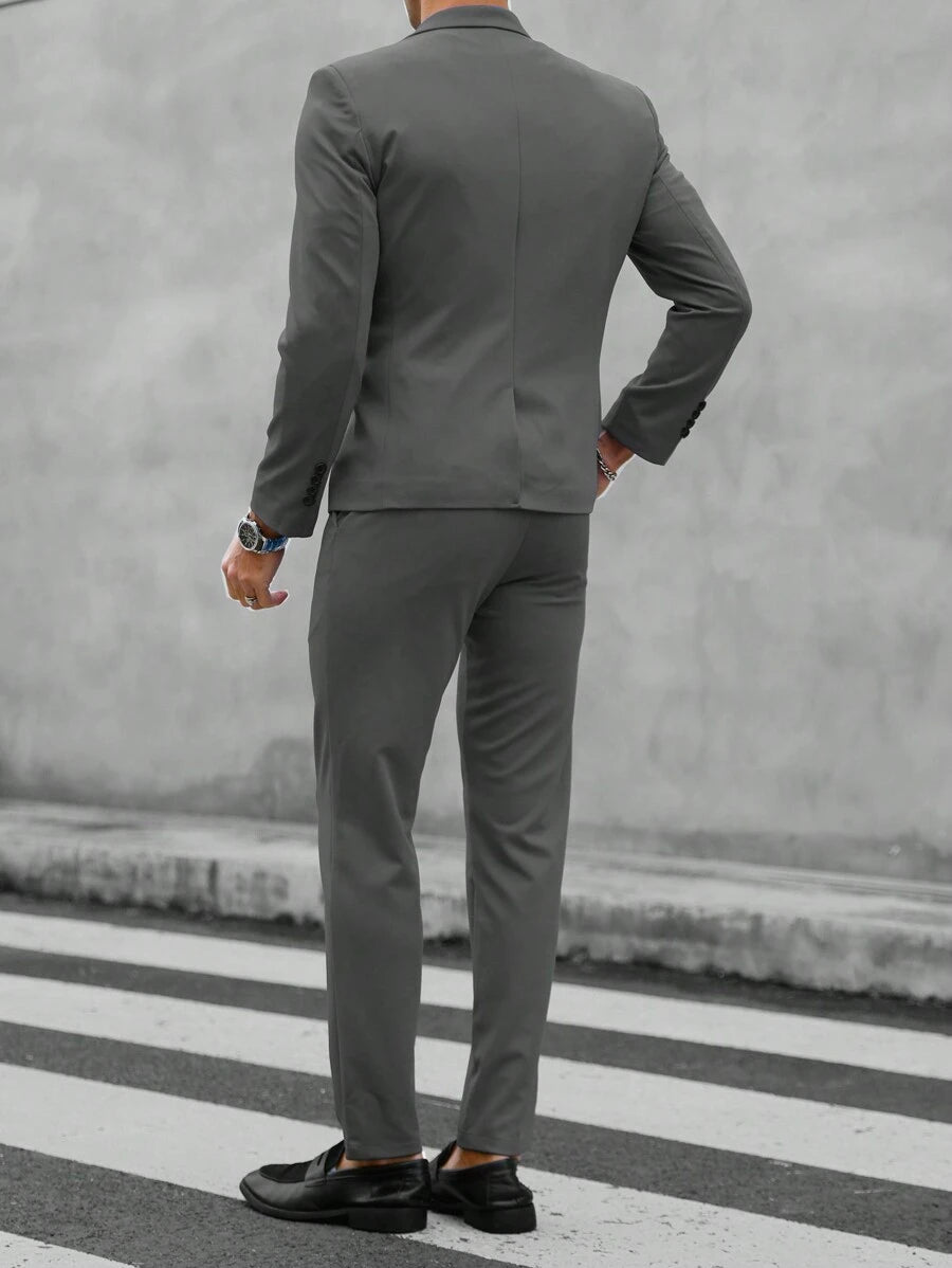 Muški set od sakoa i pantalona, slim fit, klasičan luksuzni stil, formalni, Old Money