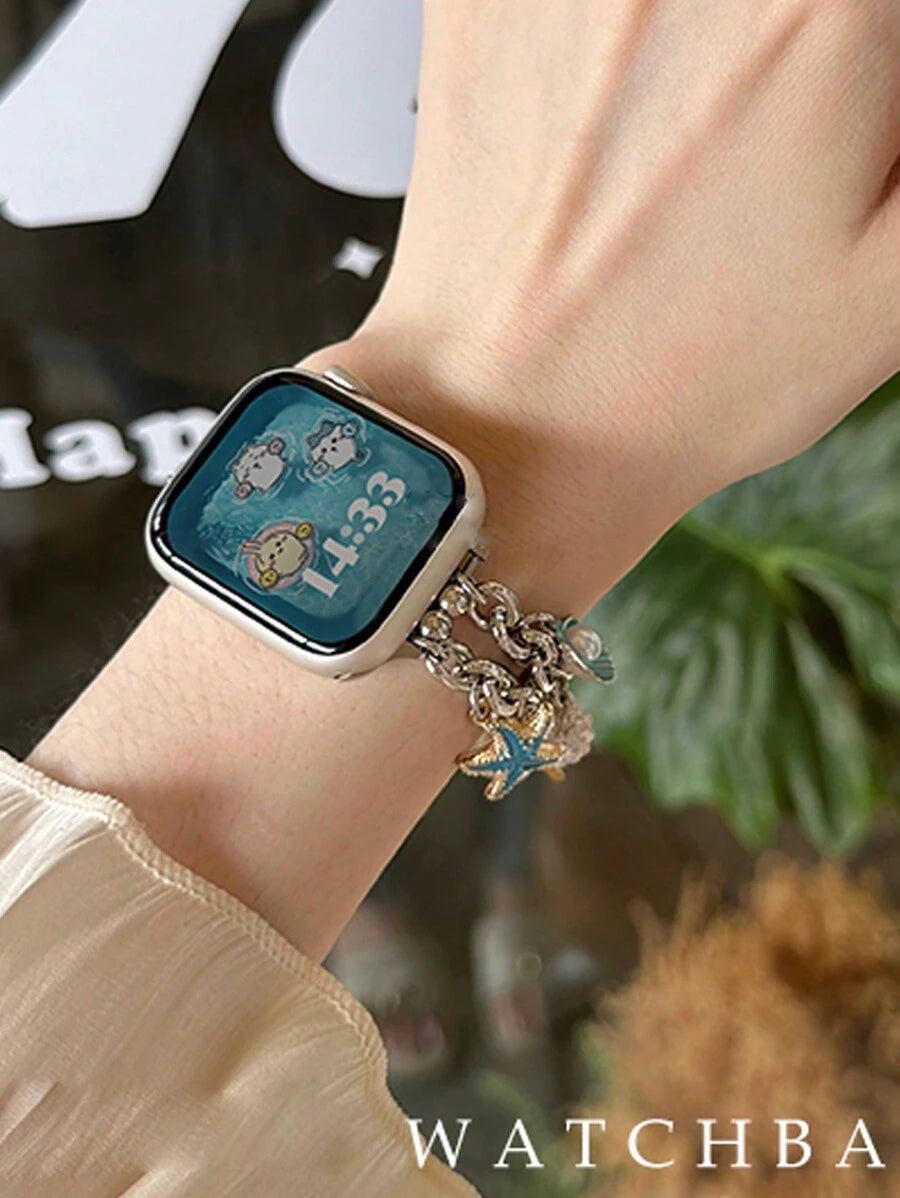 Narukvica kompatibilna sa Apple Watch, ženska verzija, sa trostrukim priveskom od bisera, za Apple watch