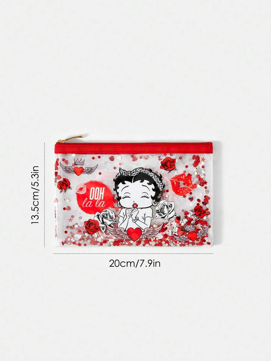 Betty Boop 1 kom set lagane kozmetičke torbe od poliesterskih vlakana sa štampanim crtanim uzorkom