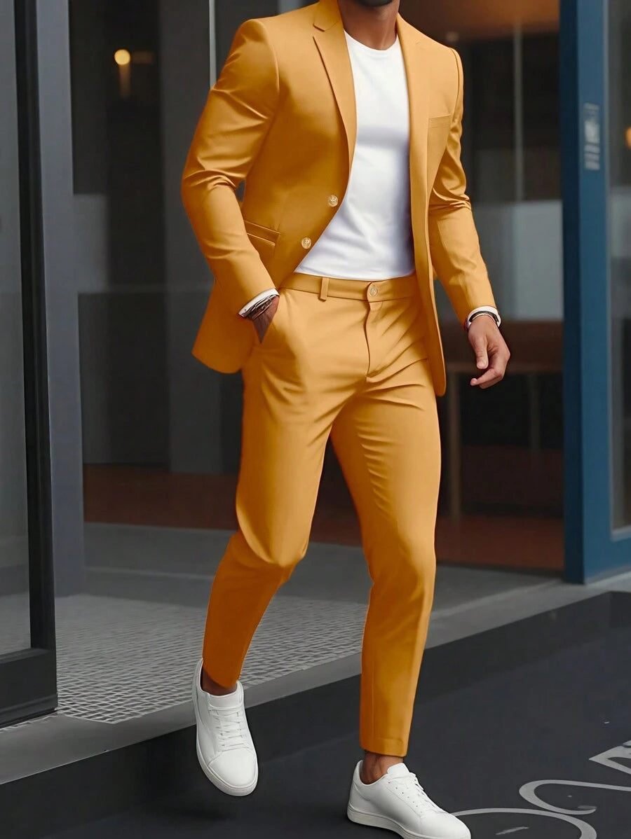 Muško odelo od 2 dela sa jednim dugmetom, slim fit, formalno