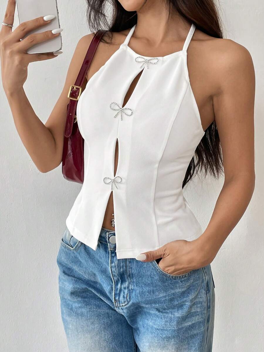 Casual Pleteni Top bez Leđa