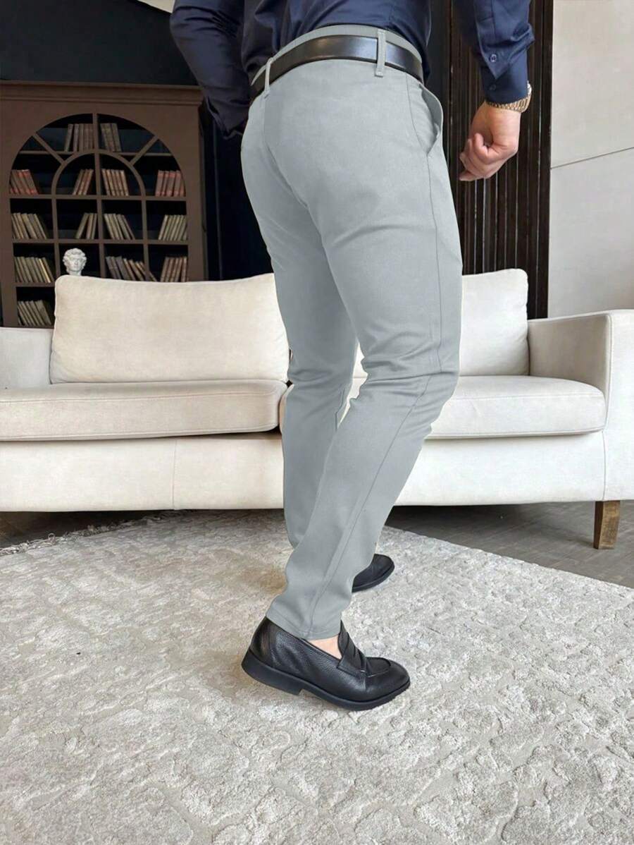 Muške ležerne pantalone za odelo jednobojne, Old Money stil
