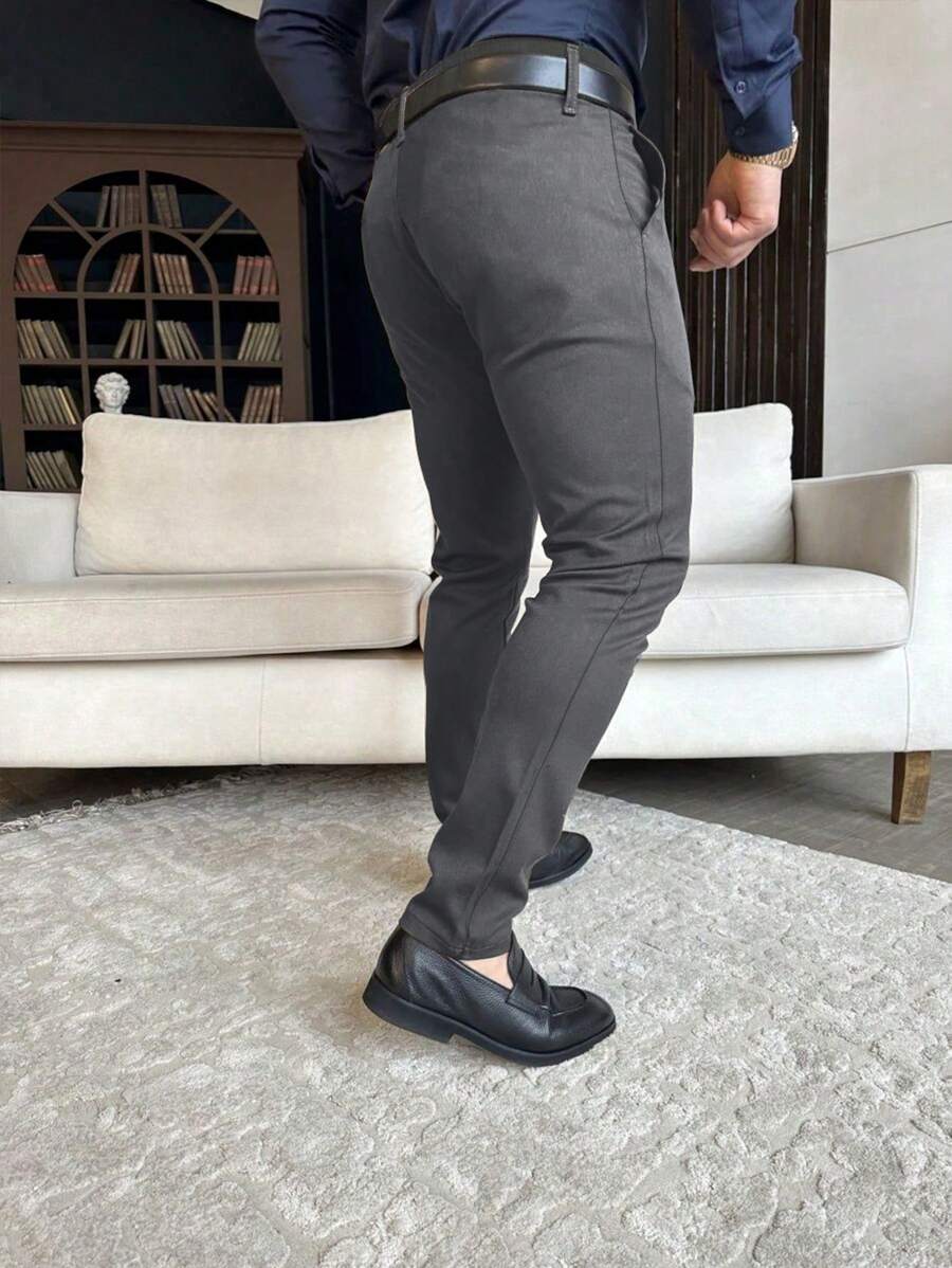 Muške ležerne pantalone za odelo jednobojne, Old Money stil