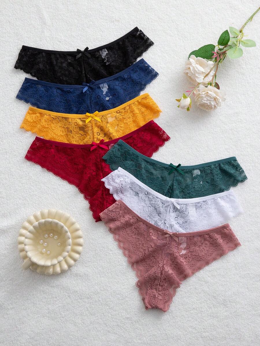 Elegantne ženske čipkaste gaćice trouglastog kroja, višebojne, 7 kom/set, seksi donji veš