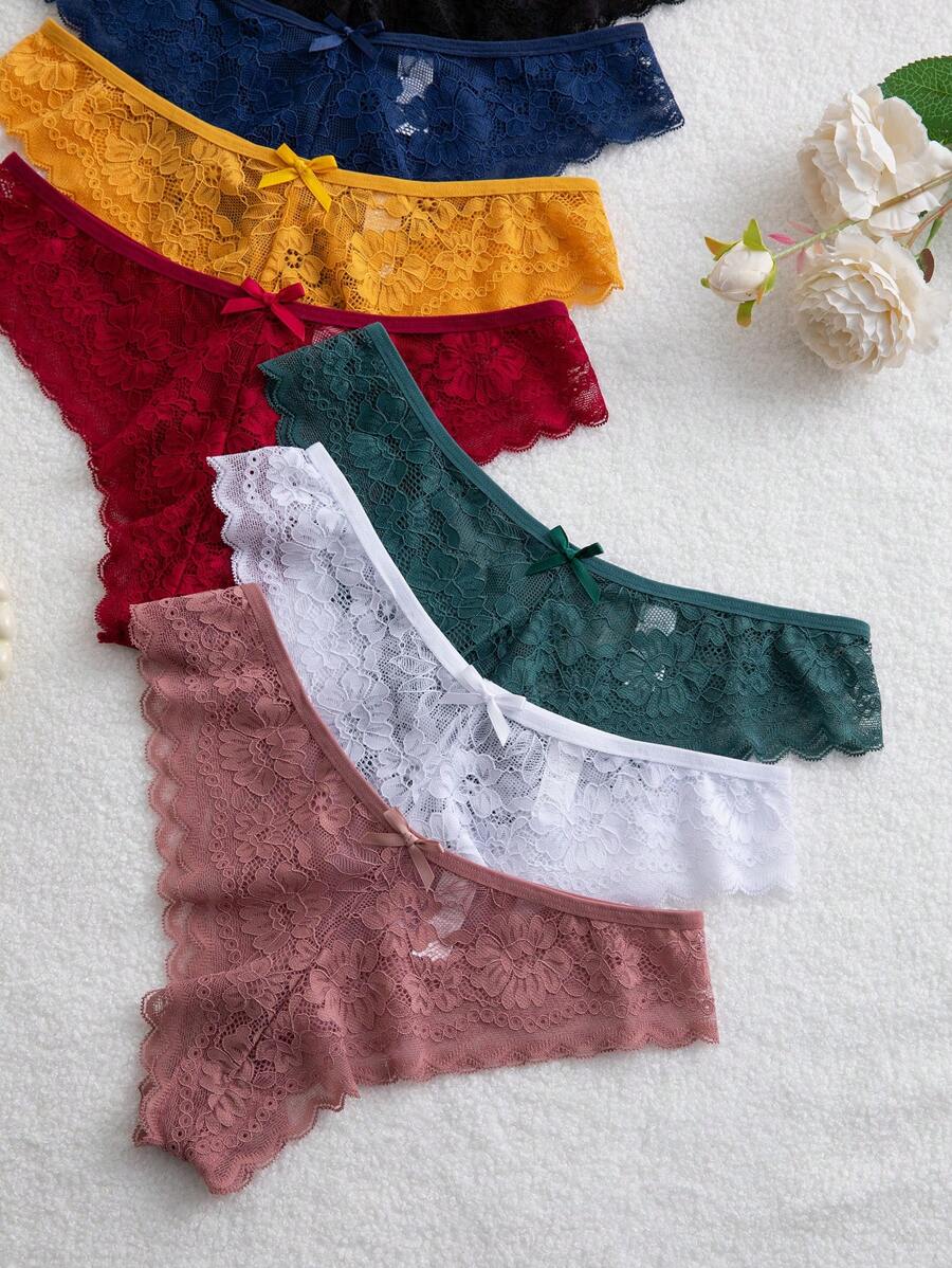 Elegantne ženske čipkaste gaćice trouglastog kroja, višebojne, 7 kom/set, seksi donji veš