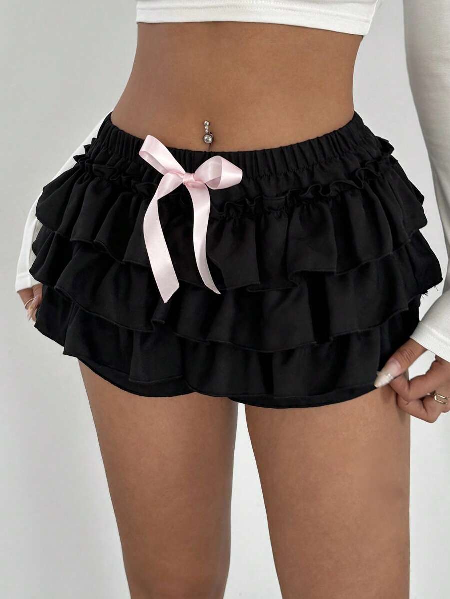 Ženski Seksi i Šik Šorts sa Mašnom i Ruffles Trim