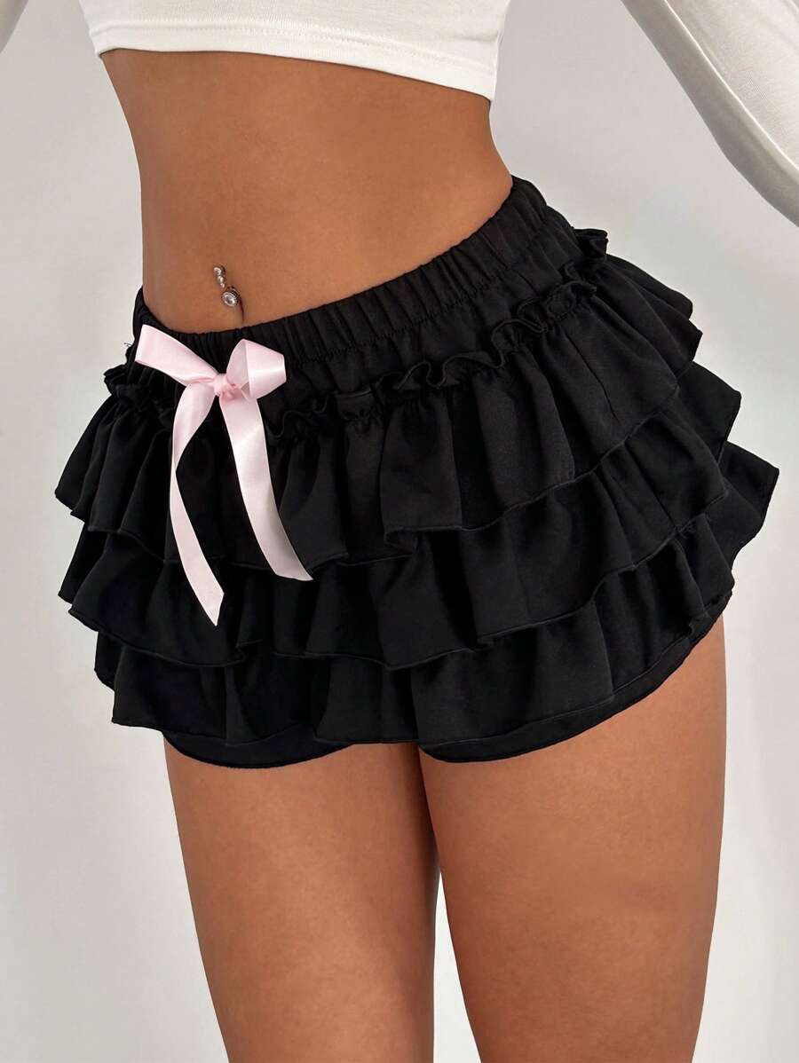 Ženski Seksi i Šik Šorts sa Mašnom i Ruffles Trim