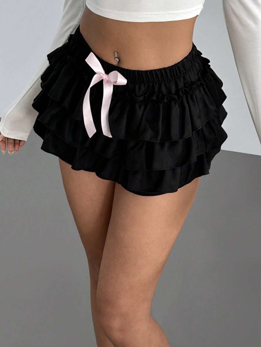 Ženski Seksi i Šik Šorts sa Mašnom i Ruffles Trim