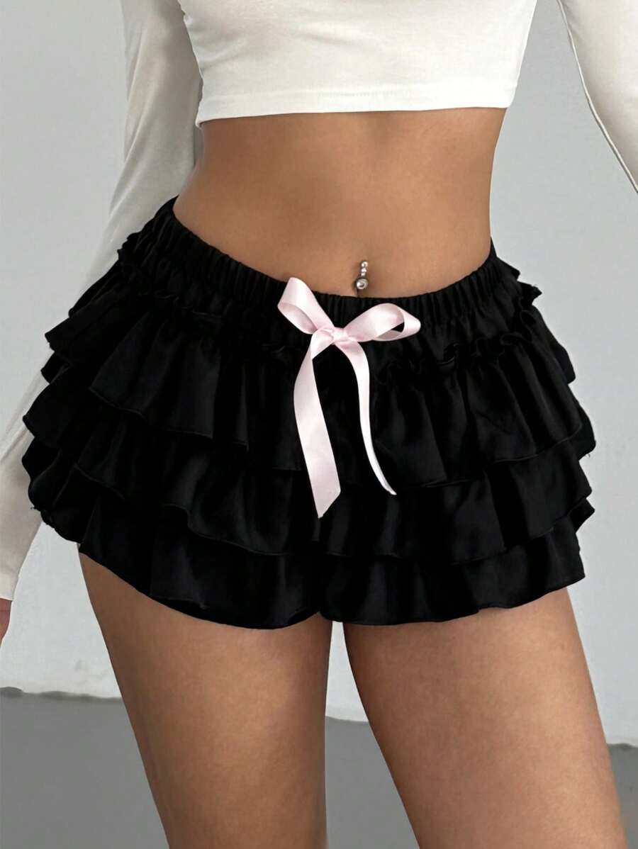 Ženski Seksi i Šik Šorts sa Mašnom i Ruffles Trim