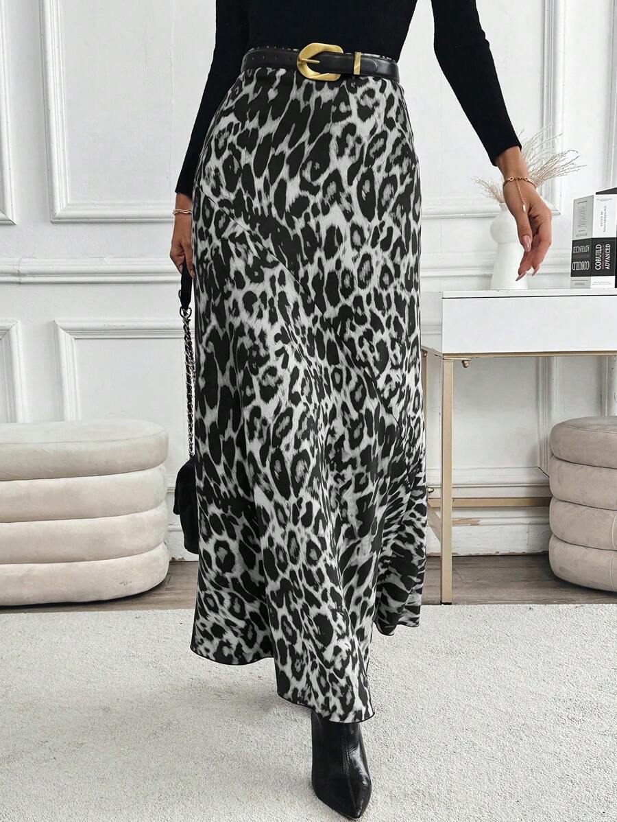 Elegantna maksi suknja sa leopard printom i visokim strukom