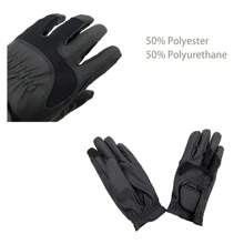 1pair High-End Quality PU Leather Patchwork Breathable Equestrian Gloves
